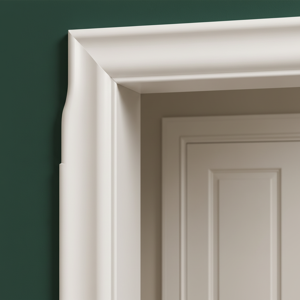 Lambs Tongue MDF Architrave on Green Wall