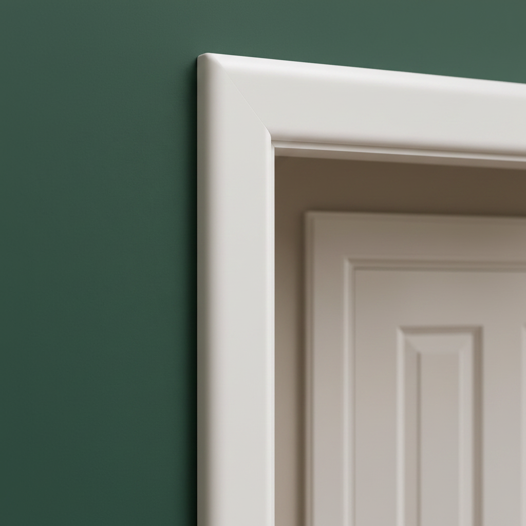 Pencil Round MDF Architrave on Green Wall