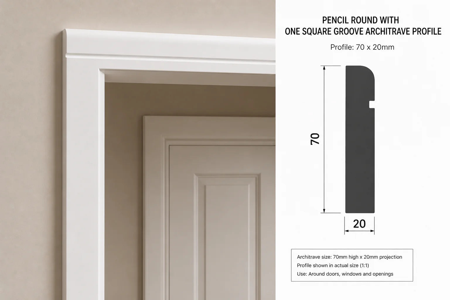 Pencil Round & One Square Groove Architrave