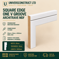 Square Edge One V Groove MDF architrave, 69mm x 18mm x 3050mm, with a square edge and single V groove.
