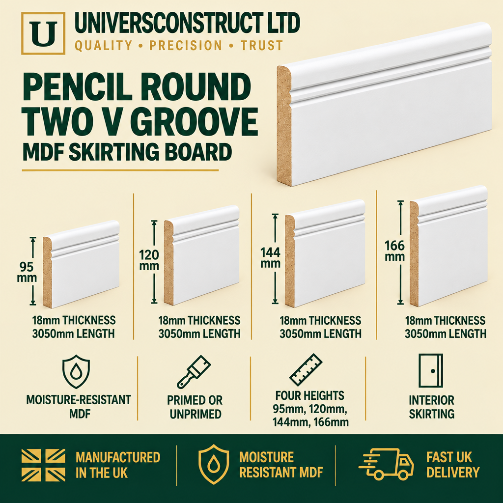 Branded Pencil Round Two V Groove skirting board image