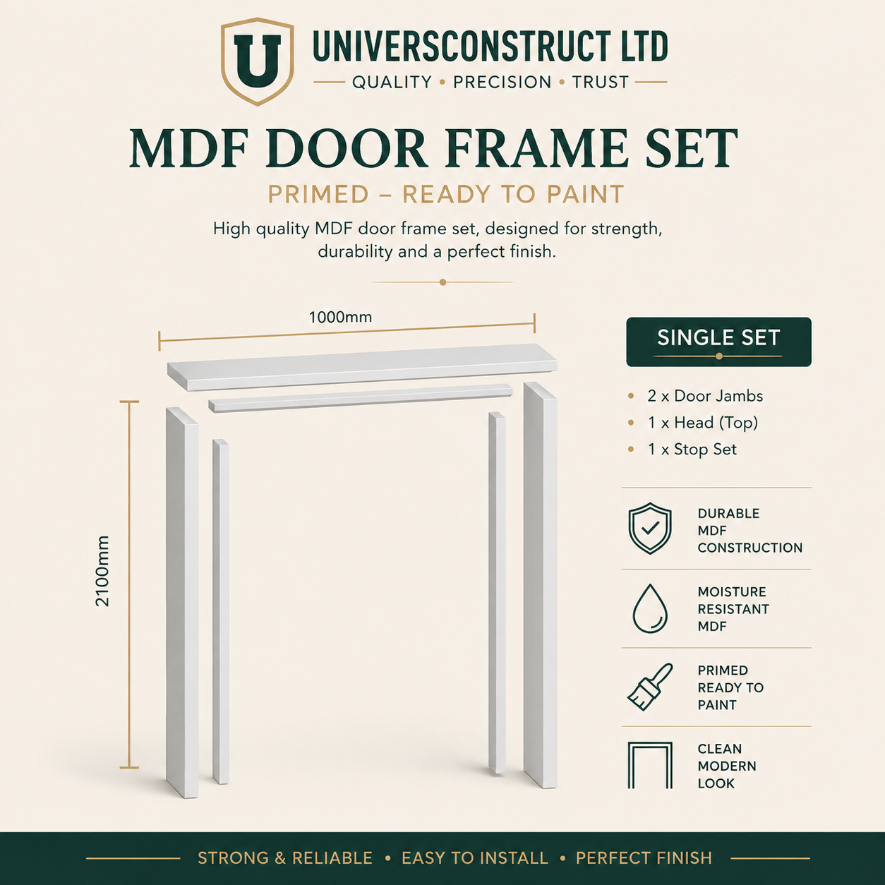 MDF Internal Door Frame Set - Moisture-Resistant