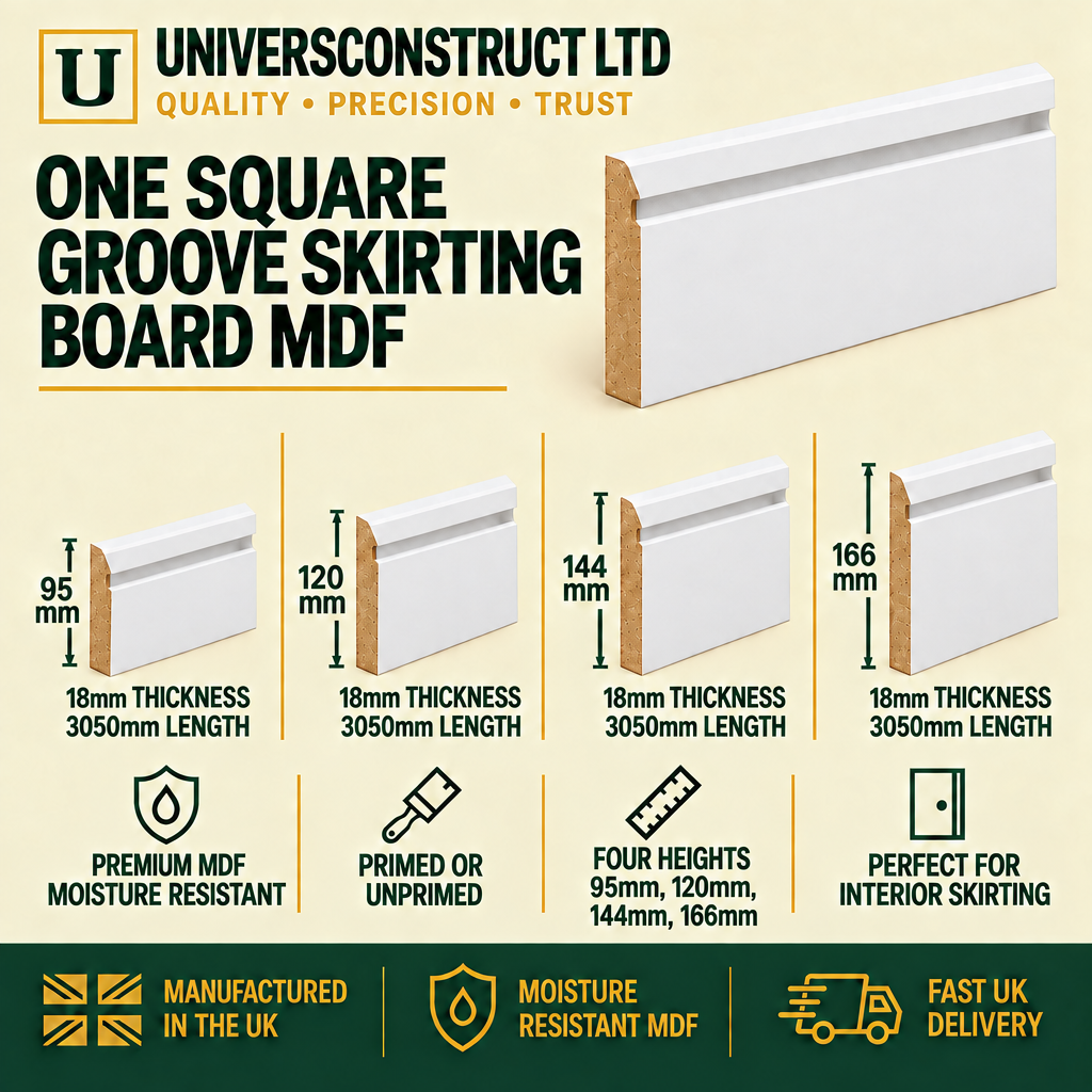 One Square Groove skirting with a rectangular groove
