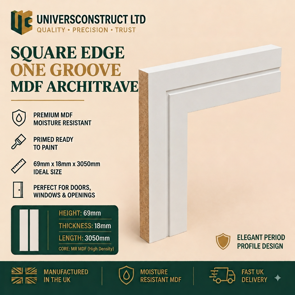 Square Edge One Groove MDF Architrave with corrected picture heading