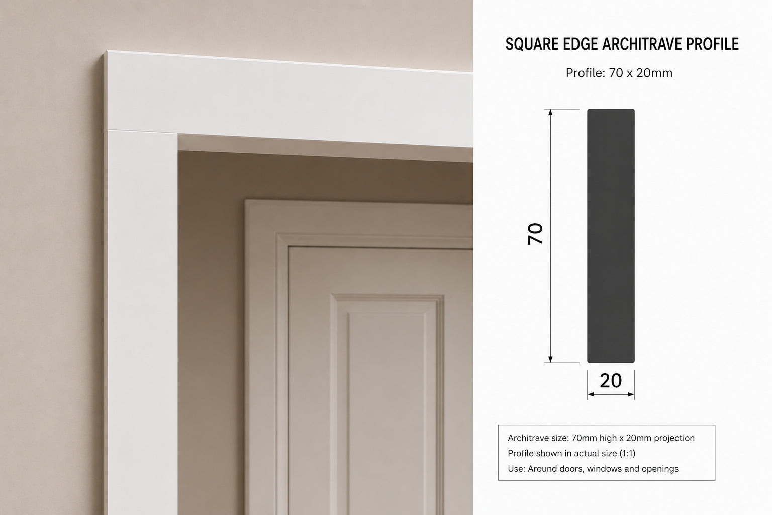 Square Edge MDF Architrave — 3050 / 69 / 18 / PRIMED