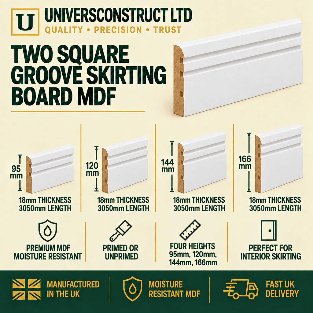 Two Square Groove skirting with rectangular grooves